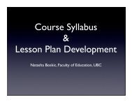 Syllabus and Lesson Plan Development - UBC Blogs