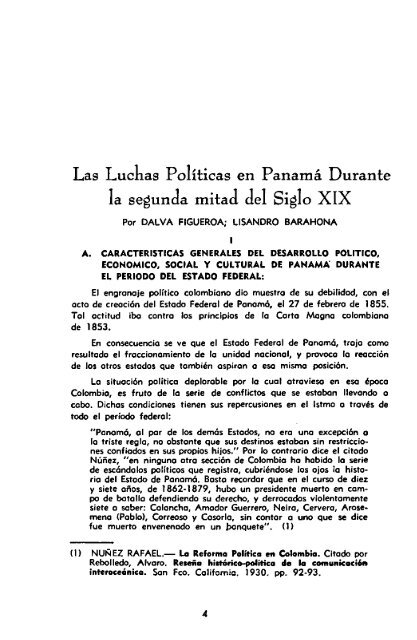 Las Luchas Politicas en Panama Durante la segunda mitad del Sigh ...