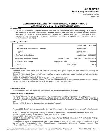 JOB ANALYSIS ADMINISTRATIVE ASSISTANT-CURRICULUM ...