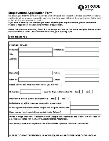 Application Form PDF format - Strode College