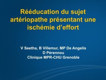 Rééducation du sujet artériopathe présentant une ischémie d'effort