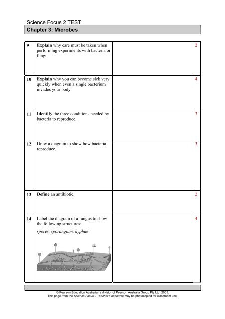 Science Focus 2 - Chapter Tests - Pearson Australia Media Resources