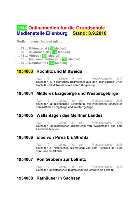 Medienstelle Eilenburg - Medienliste