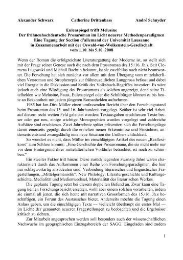 Alexander Schwarz Catherine Drittenbass AndrÃƒÂ© ... - Mediaevum