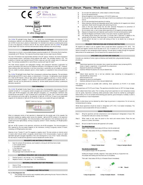 OnSite TB IgG/IgM Combo Rapid Test - AgentÃºra Harmony vos