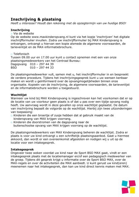 Info-folder BSO Sport MAX web-versie - Max  Kinderopvang