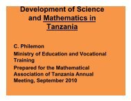 Development of Science and Mathematics in Tanzania