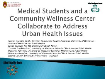 Medical Students and a Community Wellness Center Collaborate to ...