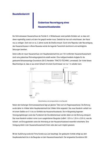 Baustellenbericht Grabenlose Neuverlegung eines - Tracto-Technik