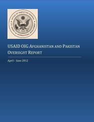 USAID OIG Afghanistan and Pakistan Oversight Report, April-June ...