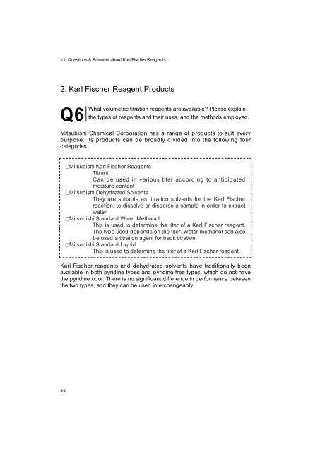 Development of Karl Fischer Reagents