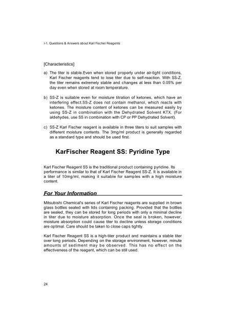 Development of Karl Fischer Reagents