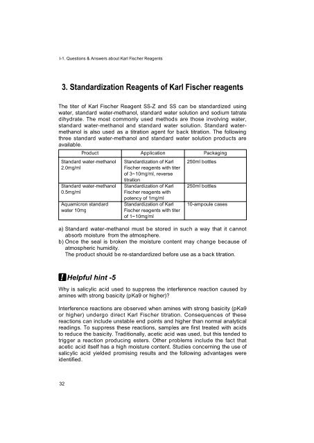 Development of Karl Fischer Reagents