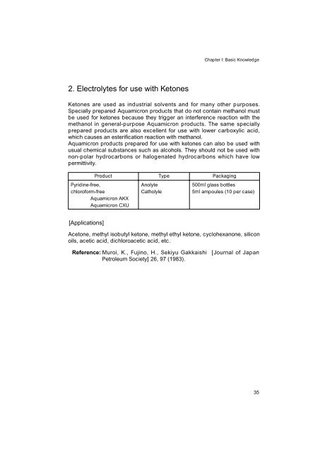 Development of Karl Fischer Reagents