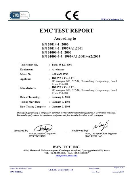 EMC TEST REPORT - Meaco