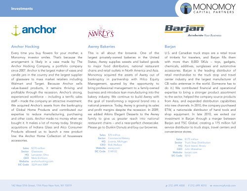 Monomoy Capital Partners Investments