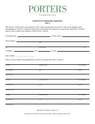 Sarah Porter Scholarship Application Part 1 - Miss Porter's School