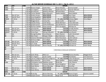 ALTAR SERVER SCHEDULE DEC 3, 2011- Feb ... - St. Cecilia School