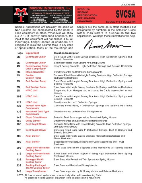 Complete Seismic Specifications - Mason Industries Inc.