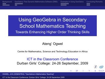 Using GeoGebra in Secondary School Mathematics Teaching ...