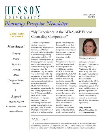 Preceptor Newsletter May 2010 - Husson University