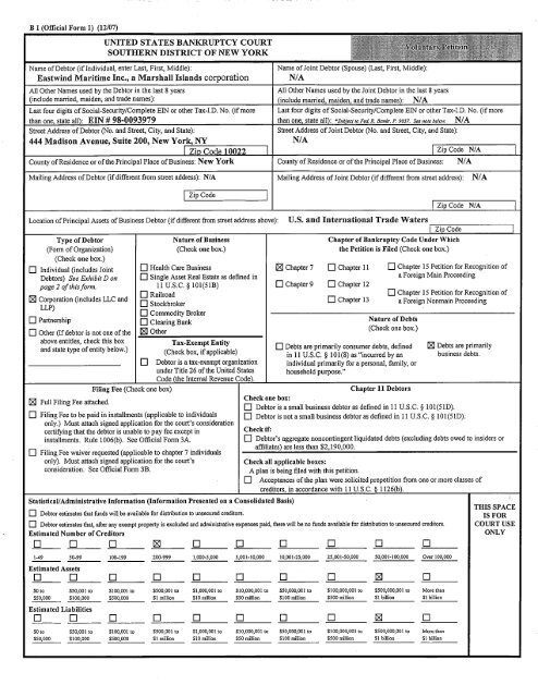 filed a voluntary Chapter 7 petition for liquidation - Marine Log