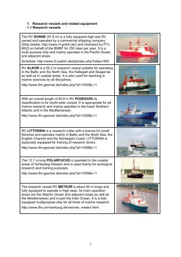 1. Research vessels and related equipment 1.1 ... - MarinERA