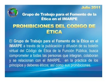 PROHIBICIONES DEL CODIGO DE ETICA - Imarpe