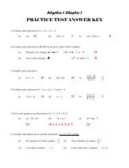 Algebra 1 Chapter 1 PRACTICE TEST ANSWER KEY