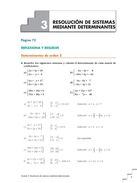 Tema 3: Resolución de sistemas mediante determinantes