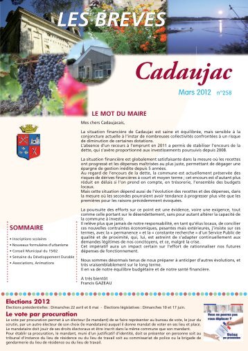 Journal Municipal mars 2012 (pdf - 1.6 Mo) - Ville de Cadaujac