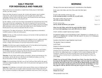 DAILY PRAYER FOR INDIVIDUALS AND FAMILIES MORNING