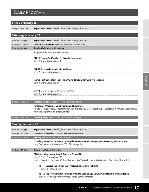 Conference Program - ABRF 2011 - Association of Biomolecular ...