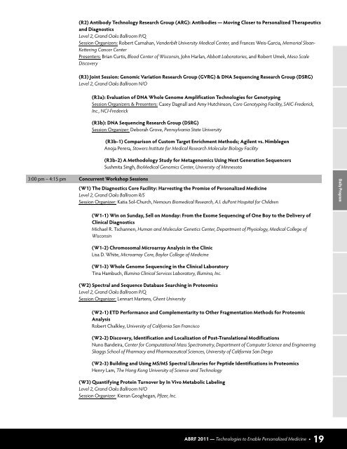 Conference Program - ABRF 2011 - Association of Biomolecular ...