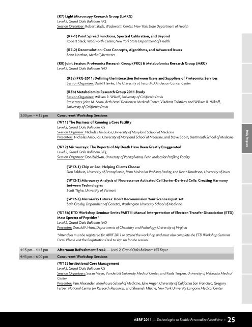 Conference Program - ABRF 2011 - Association of Biomolecular ...