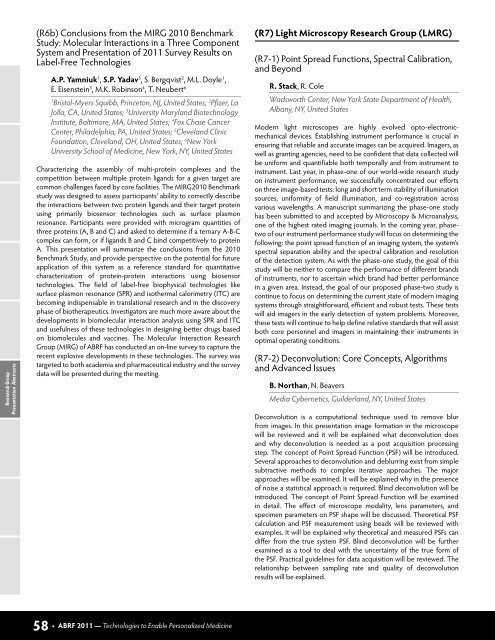 Conference Program - ABRF 2011 - Association of Biomolecular ...