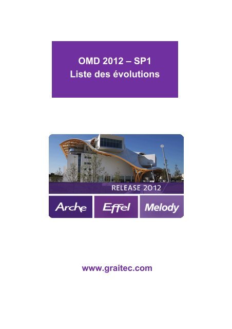 OMD 2012 â SP1 Liste des Ã©volutions - GRAITEC Info