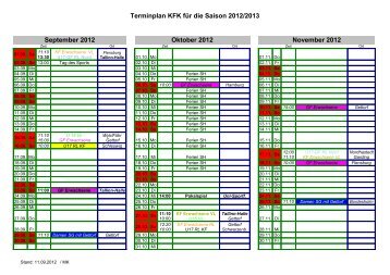 Terminplan KFK fÃ¼r die Saison 2012/2013 September 2012 Oktober ...