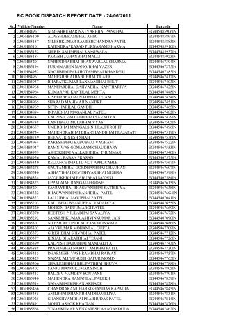 RC BOOK DISPATCH REPORT DATE - 24/06/2011 - Surat R.T.O.