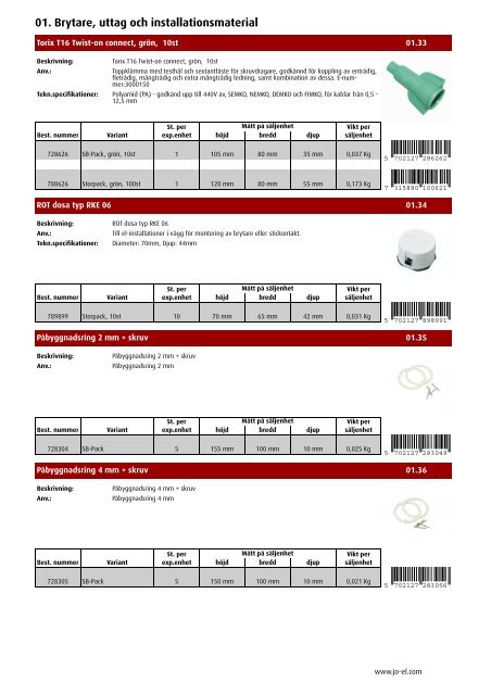 01. Brytare, uttag och installationsmaterial - JO-EL