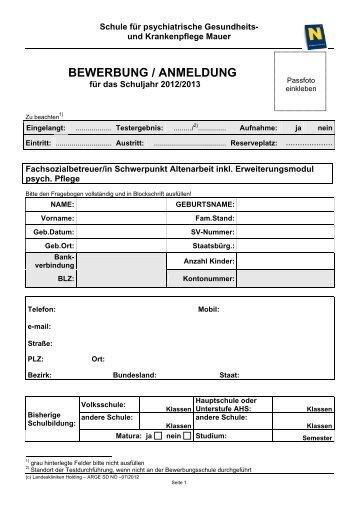 bewerbung / anmeldung - LK Mauer - NÖ Landeskliniken-Holding