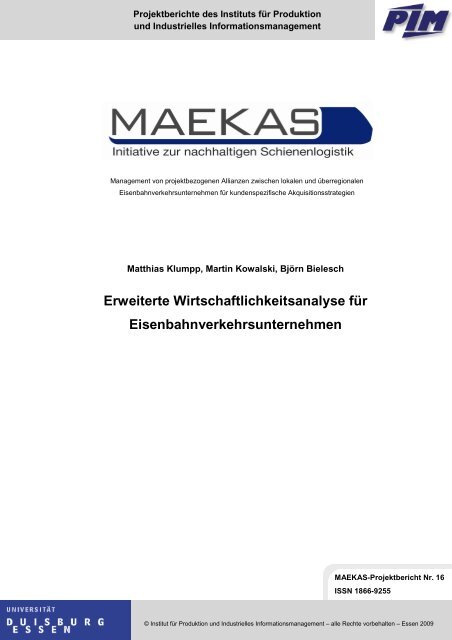 Erweiterte Wirtschaftlichkeitsanalyse für - MAEKAS