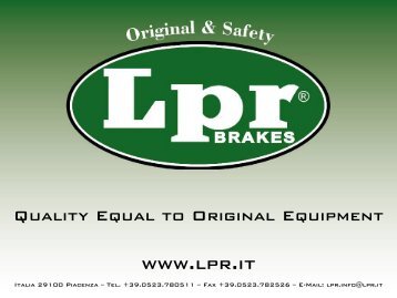 Quality Equal to Original Equipment - Lpr