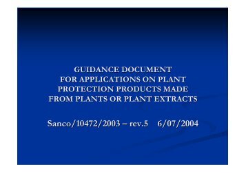 Data requirements for botanicals according to Sanco ... - REBECA