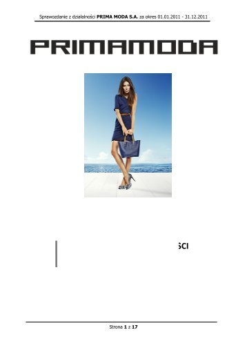 Sprawozdanie z działalności w 2011 - Prima Moda