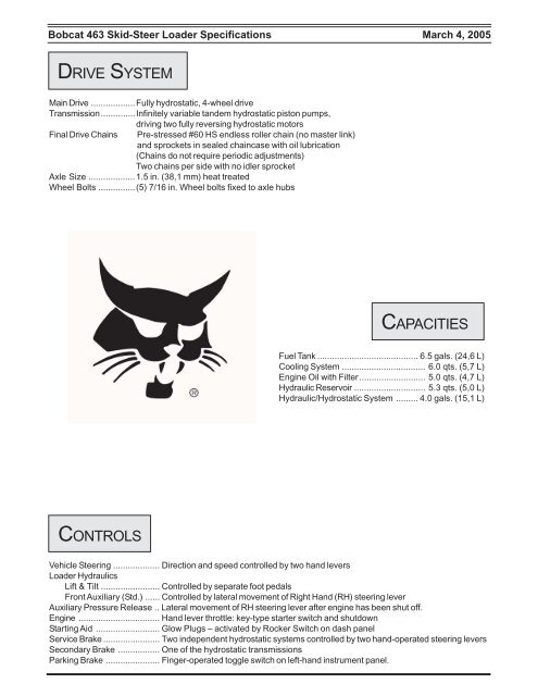 463 SKID-STEER LOADER SPECIFICATIONS - Lewis Rents