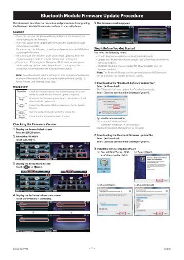 Bluetooth Module Firmware Update Procedure - Kenwood