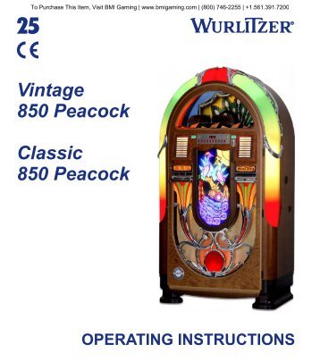 Wurlitzer Model 850 Jukebox Manual - BMI Gaming