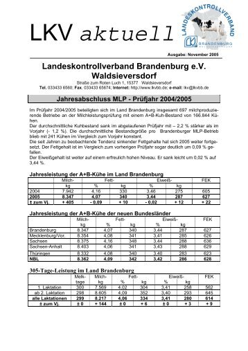 Jahresabschluss MLP - Prüfjahr 2004/2005 - Landeskontrollverband ...