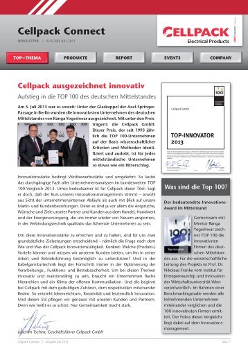 Zum Newsletter - Cellpack Electrical Products